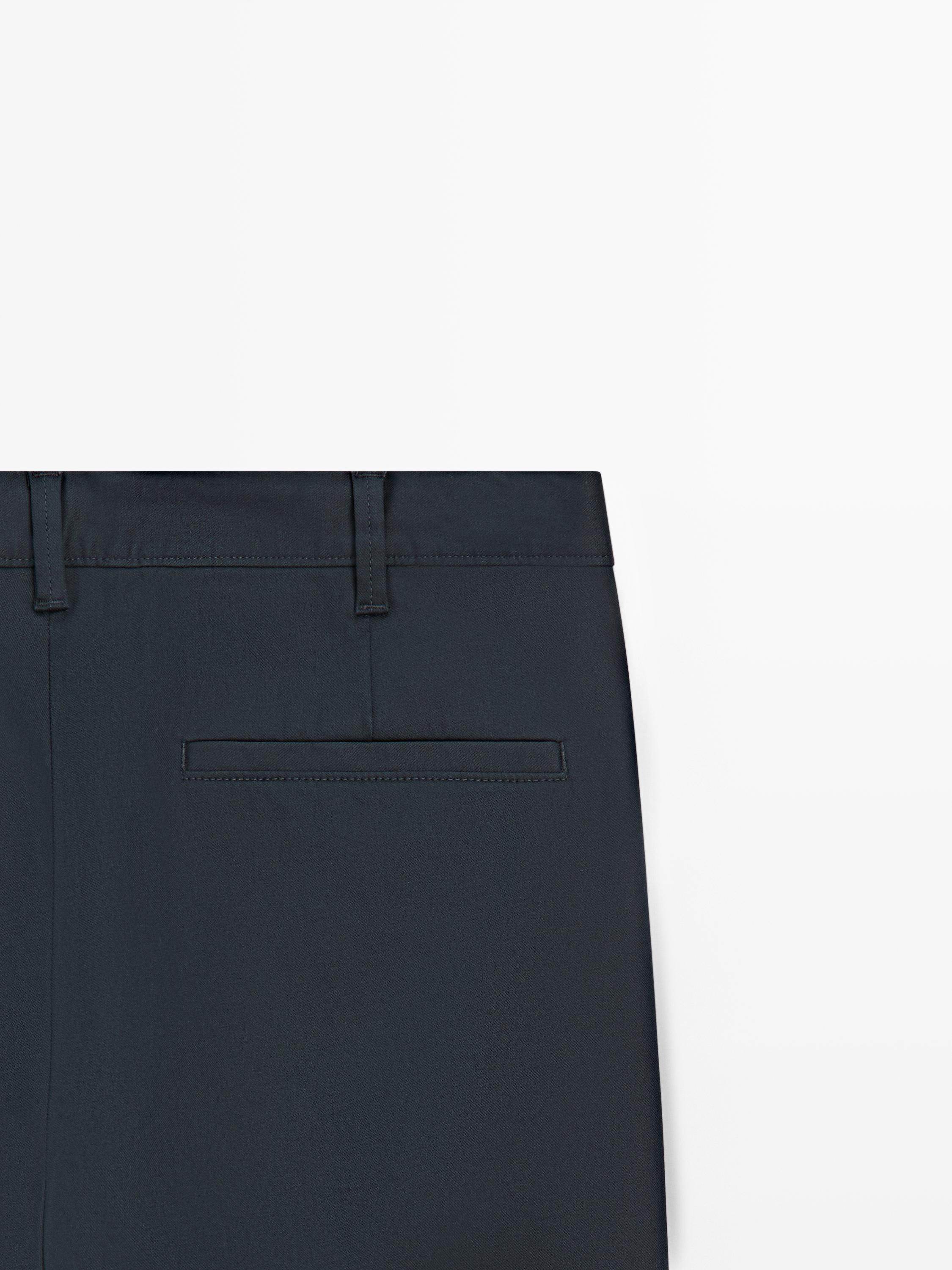 Cotton blend slim fit pants